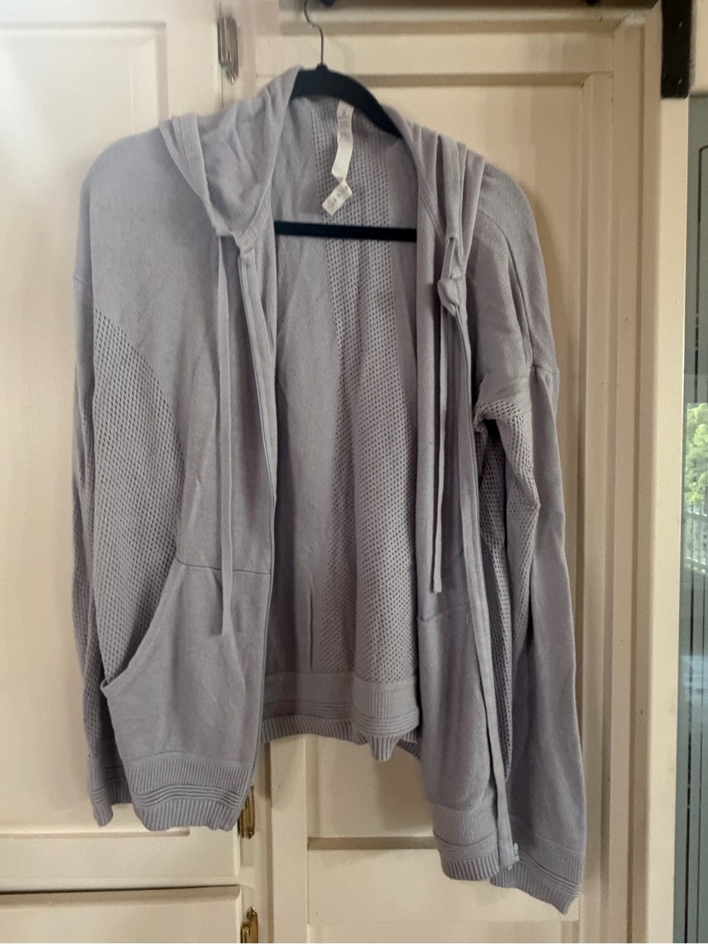 lululemon athletica Light Gray Hooded Open-Front Knit Cardigan